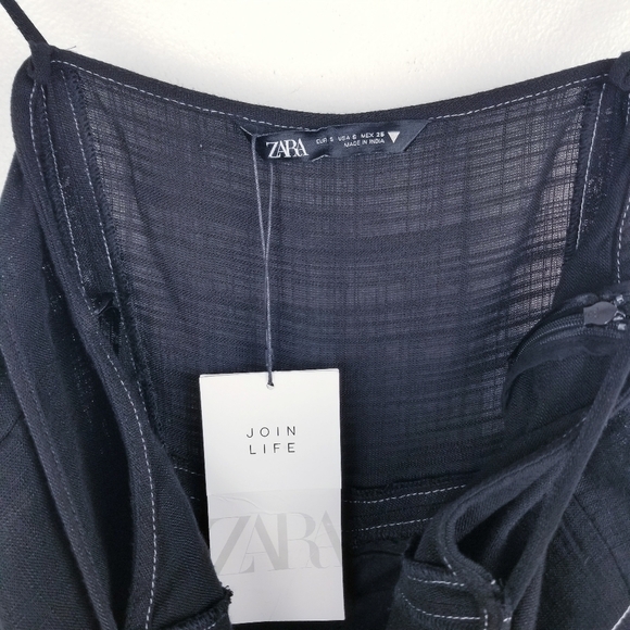 Zara Short Black Jumpsuit with Topstitch Lace Romper NWT, size Small - Picture 5 of 14